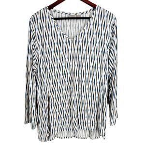 Chicos Zenergy Plus Size XXL 2X 20.22 4 Blue Stretchy Blouse Shirt Top Mature